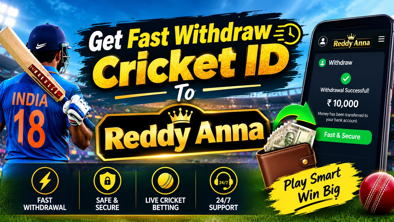 Get Fast Withdraw Cricket ID To Reddy Anna