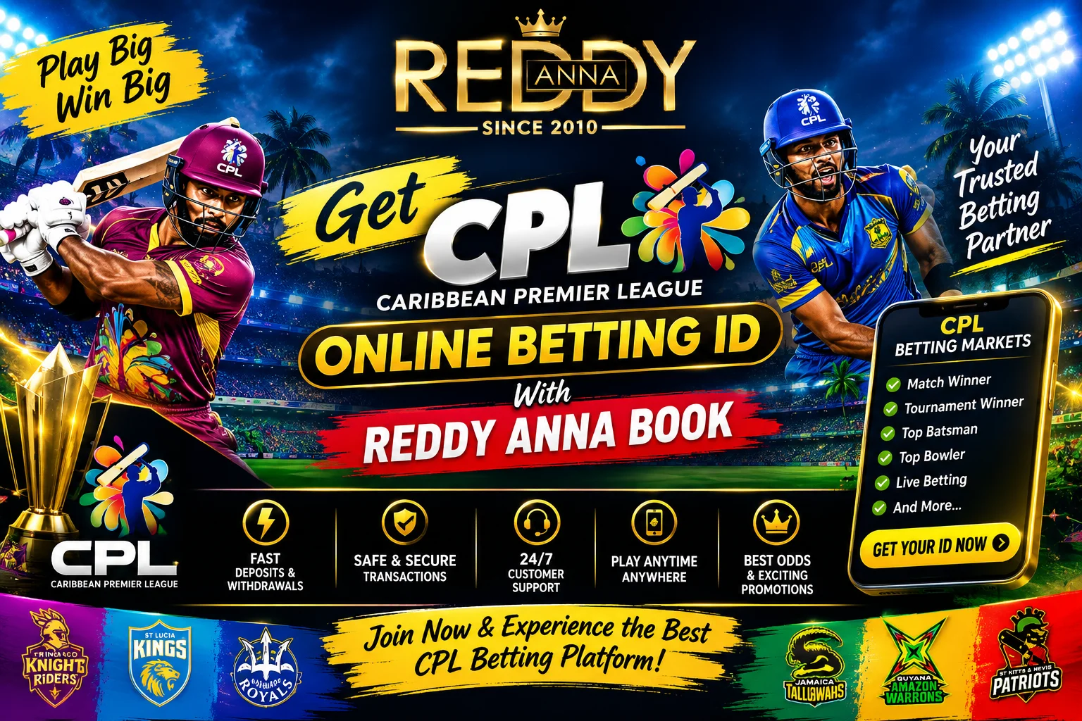 Get CPL Online Betting ID With Reddy Anna Book