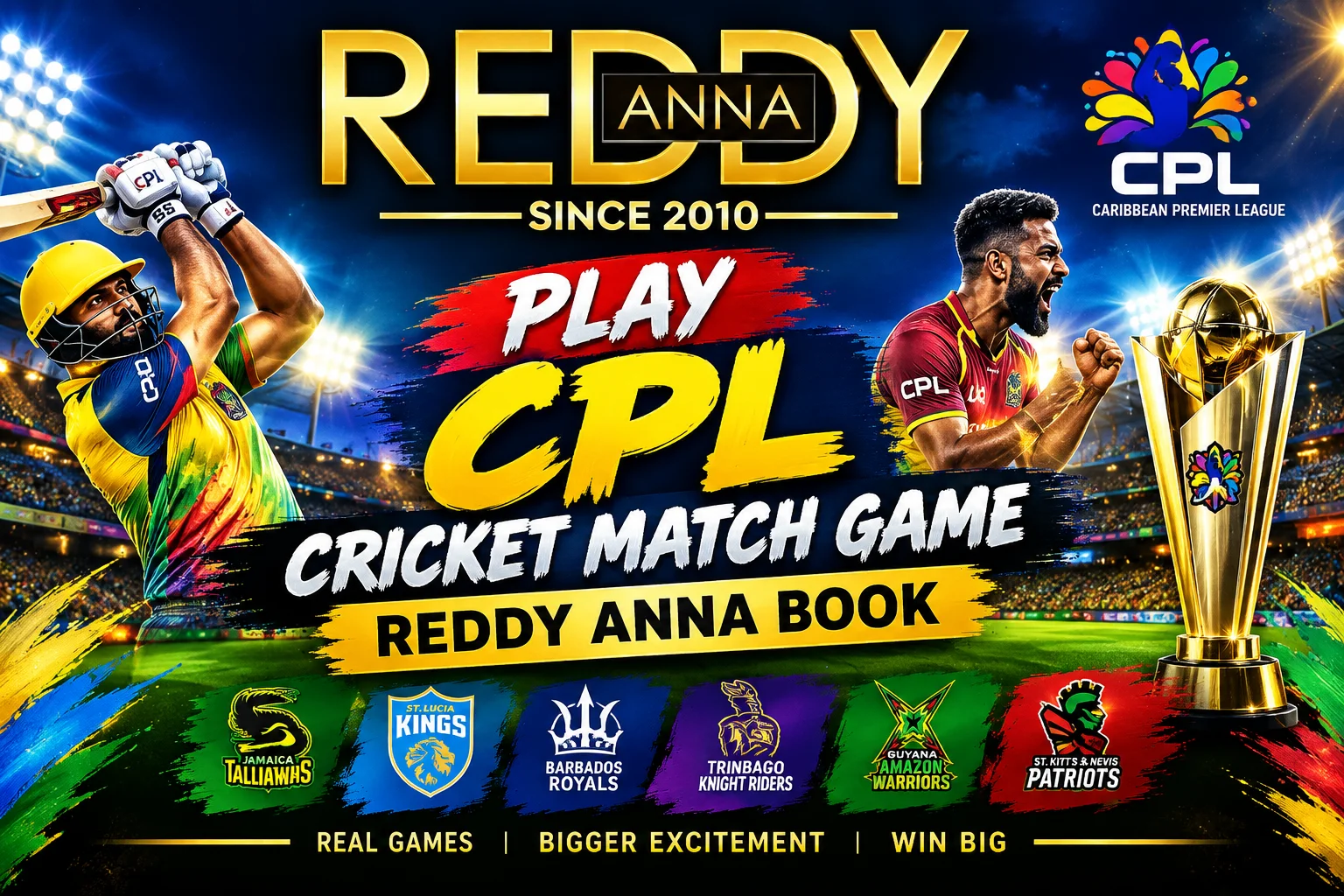 Play CPL Cricket Match Game Reddy Anna Book